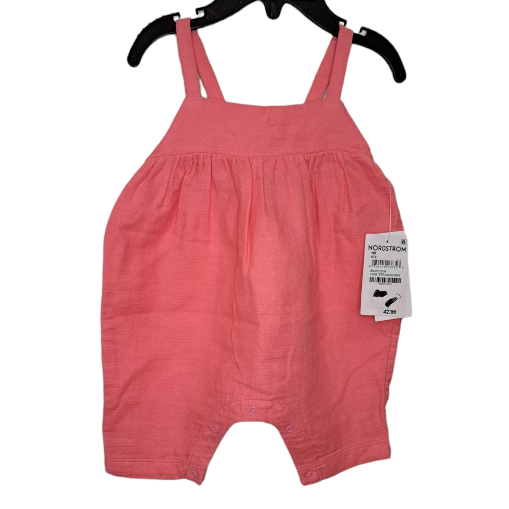 Nordstrom Live to Play Organic Cotton Romper Pink Strawberry Various Siz…